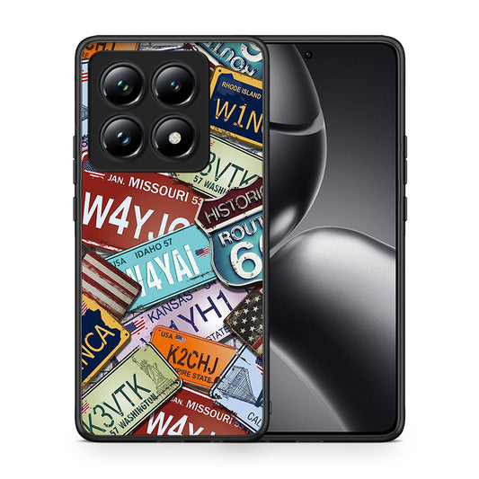 Θήκη Xiaomi 14T Pro Car Plates από τη Smartfits με σχέδιο στο πίσω μέρος και μαύρο περίβλημα | Xiaomi 14T Pro Car Plates case with colorful back and black bezels