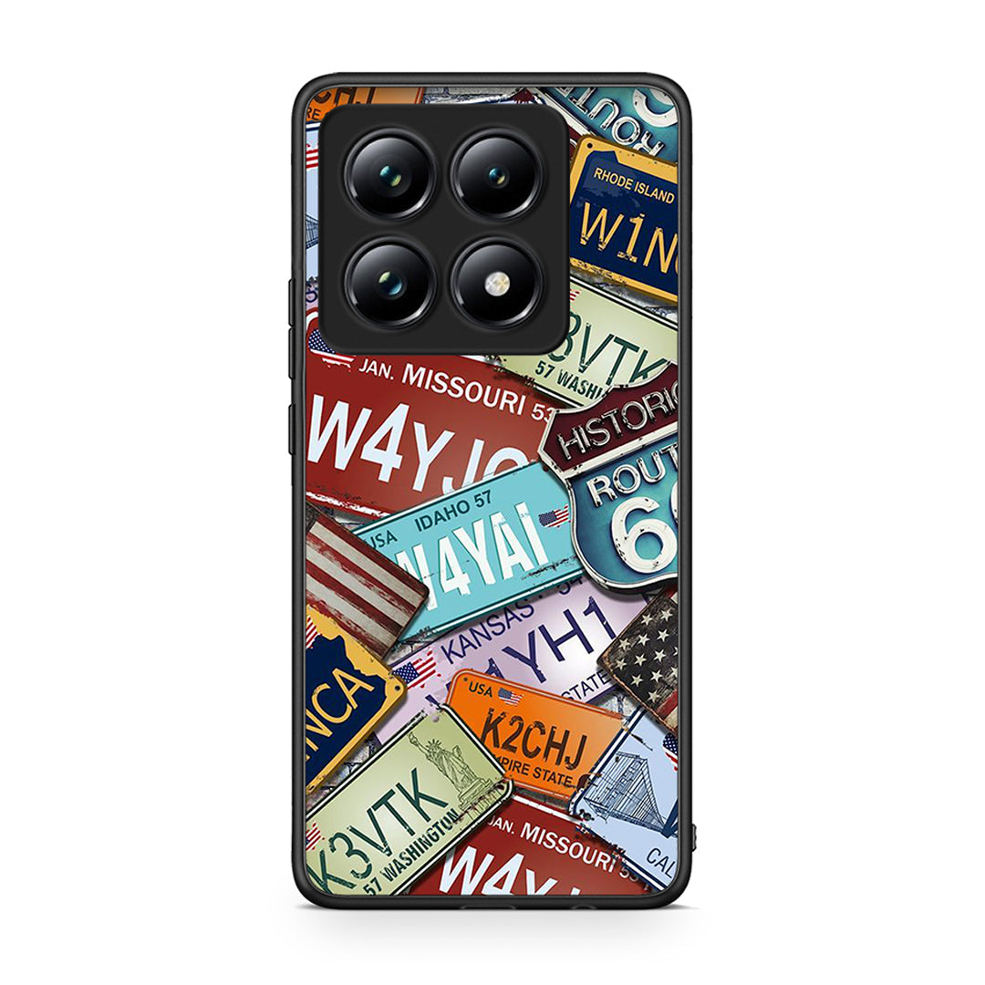 Xiaomi 14T Pro Car Plates θήκη από τη Smartfits με σχέδιο στο πίσω μέρος και μαύρο περίβλημα | Smartphone case with colorful back and black bezels by Smartfits