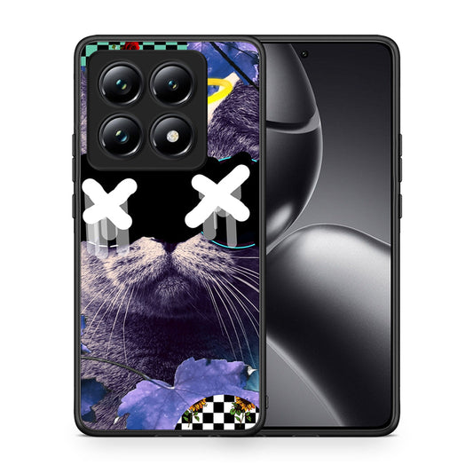 Θήκη Xiaomi 14T Pro Cat Collage από τη Smartfits με σχέδιο στο πίσω μέρος και μαύρο περίβλημα | Xiaomi 14T Pro Cat Collage case with colorful back and black bezels