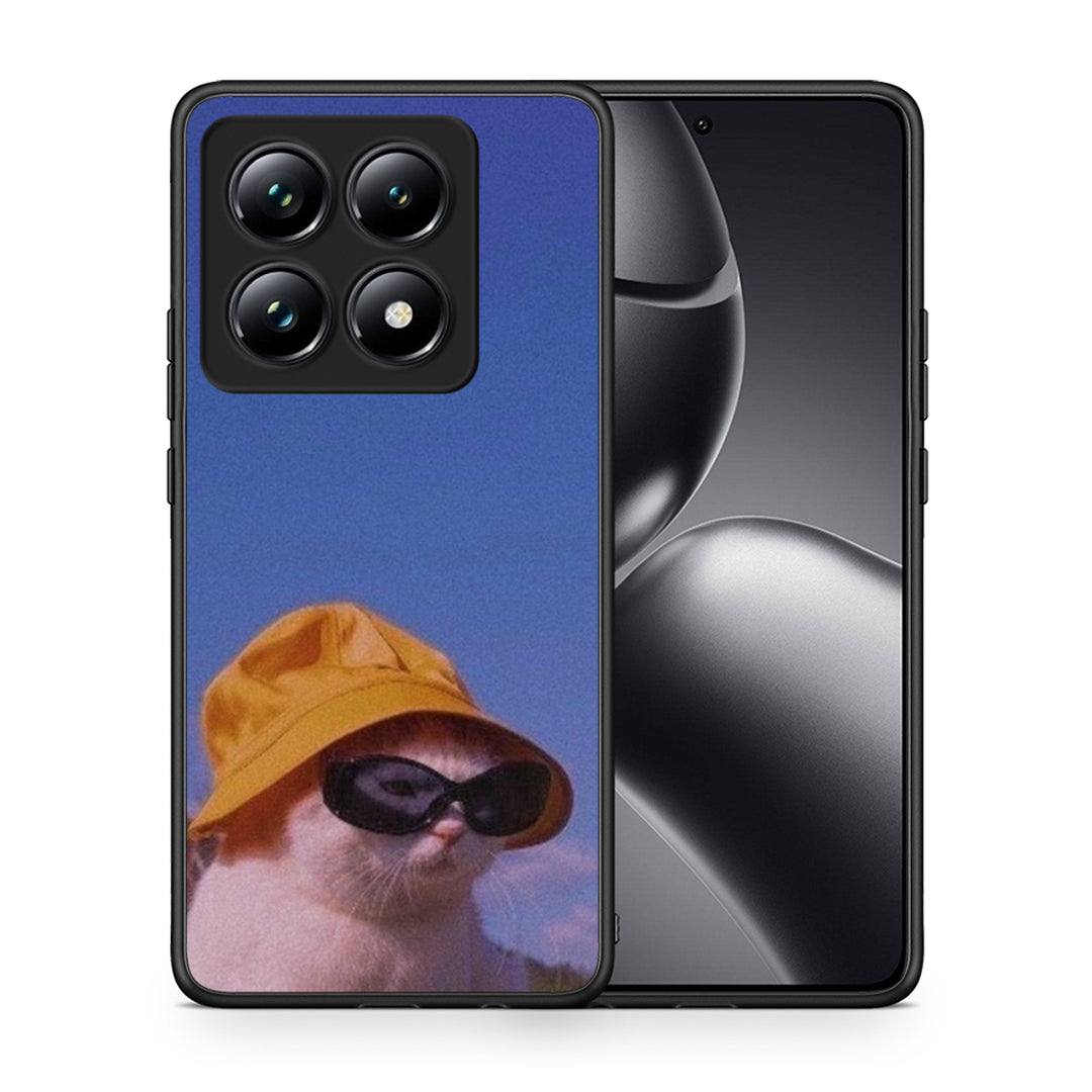 Θήκη Xiaomi 14T Pro Cat Diva από τη Smartfits με σχέδιο στο πίσω μέρος και μαύρο περίβλημα | Xiaomi 14T Pro Cat Diva case with colorful back and black bezels