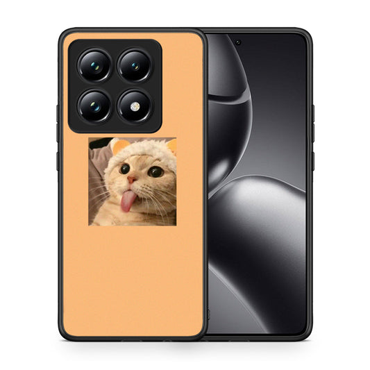 Θήκη Xiaomi 14T Pro Cat Tongue από τη Smartfits με σχέδιο στο πίσω μέρος και μαύρο περίβλημα | Xiaomi 14T Pro Cat Tongue case with colorful back and black bezels