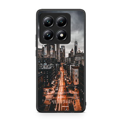 Xiaomi 14T Pro City Lights θήκη από τη Smartfits με σχέδιο στο πίσω μέρος και μαύρο περίβλημα | Smartphone case with colorful back and black bezels by Smartfits