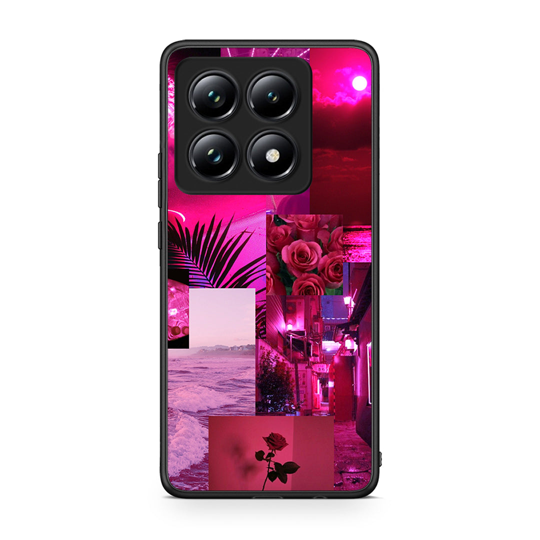 Xiaomi 14T Pro Collage Red Roses Θήκη Αγίου Βαλεντίνου από τη Smartfits με σχέδιο στο πίσω μέρος και μαύρο περίβλημα | Smartphone case with colorful back and black bezels by Smartfits