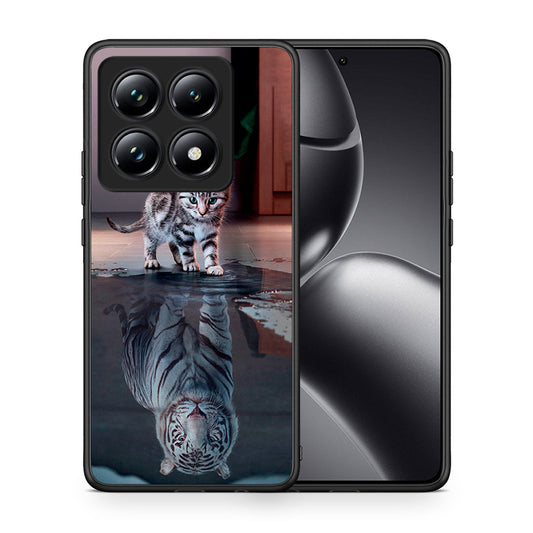 Θήκη Xiaomi 14T Pro Tiger Cute από τη Smartfits με σχέδιο στο πίσω μέρος και μαύρο περίβλημα | Xiaomi 14T Pro Tiger Cute case with colorful back and black bezels