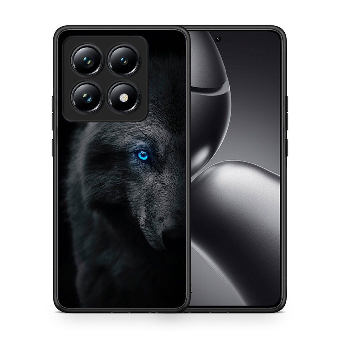 Θήκη Xiaomi 14T Pro Dark Wolf από τη Smartfits με σχέδιο στο πίσω μέρος και μαύρο περίβλημα | Xiaomi 14T Pro Dark Wolf case with colorful back and black bezels