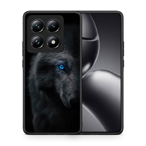 Θήκη Xiaomi 14T Pro Dark Wolf από τη Smartfits με σχέδιο στο πίσω μέρος και μαύρο περίβλημα | Xiaomi 14T Pro Dark Wolf case with colorful back and black bezels