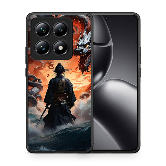 Θήκη Xiaomi 14T Pro Dragons Fight από τη Smartfits με σχέδιο στο πίσω μέρος και μαύρο περίβλημα | Xiaomi 14T Pro Dragons Fight case with colorful back and black bezels