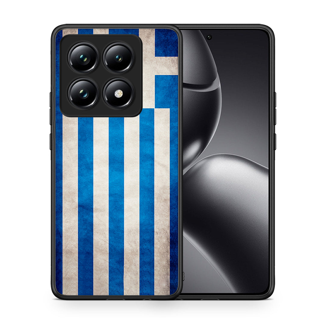 Θήκη Xiaomi 14T Pro Greek Flag από τη Smartfits με σχέδιο στο πίσω μέρος και μαύρο περίβλημα | Xiaomi 14T Pro Greek Flag case with colorful back and black bezels