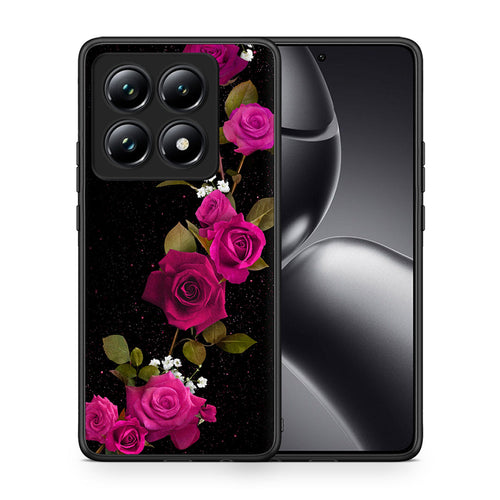 Θήκη Xiaomi 14T Pro Red Roses Flower από τη Smartfits με σχέδιο στο πίσω μέρος και μαύρο περίβλημα | Xiaomi 14T Pro Red Roses Flower case with colorful back and black bezels