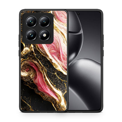 Θήκη Xiaomi 14T Pro Glamorous Pink Marble από τη Smartfits με σχέδιο στο πίσω μέρος και μαύρο περίβλημα | Xiaomi 14T Pro Glamorous Pink Marble case with colorful back and black bezels