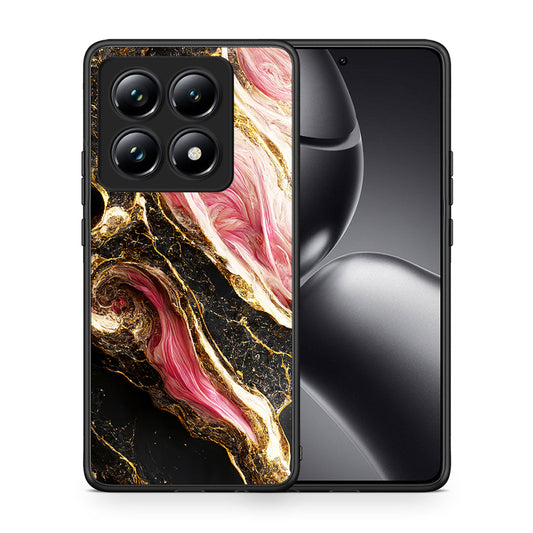 Θήκη Xiaomi 14T Pro Glamorous Pink Marble από τη Smartfits με σχέδιο στο πίσω μέρος και μαύρο περίβλημα | Xiaomi 14T Pro Glamorous Pink Marble case with colorful back and black bezels
