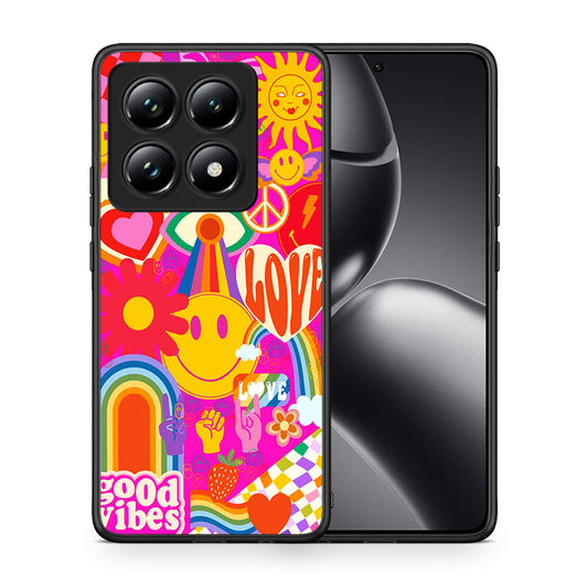 Θήκη Xiaomi 14T Pro Hippie Love από τη Smartfits με σχέδιο στο πίσω μέρος και μαύρο περίβλημα | Xiaomi 14T Pro Hippie Love case with colorful back and black bezels