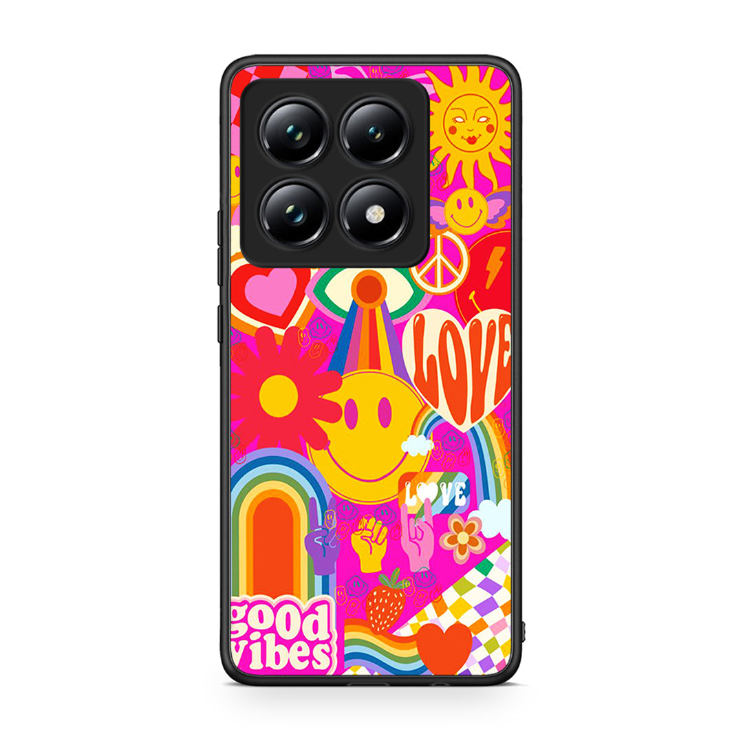 Xiaomi 14T Pro Hippie Love θήκη από τη Smartfits με σχέδιο στο πίσω μέρος και μαύρο περίβλημα | Smartphone case with colorful back and black bezels by Smartfits