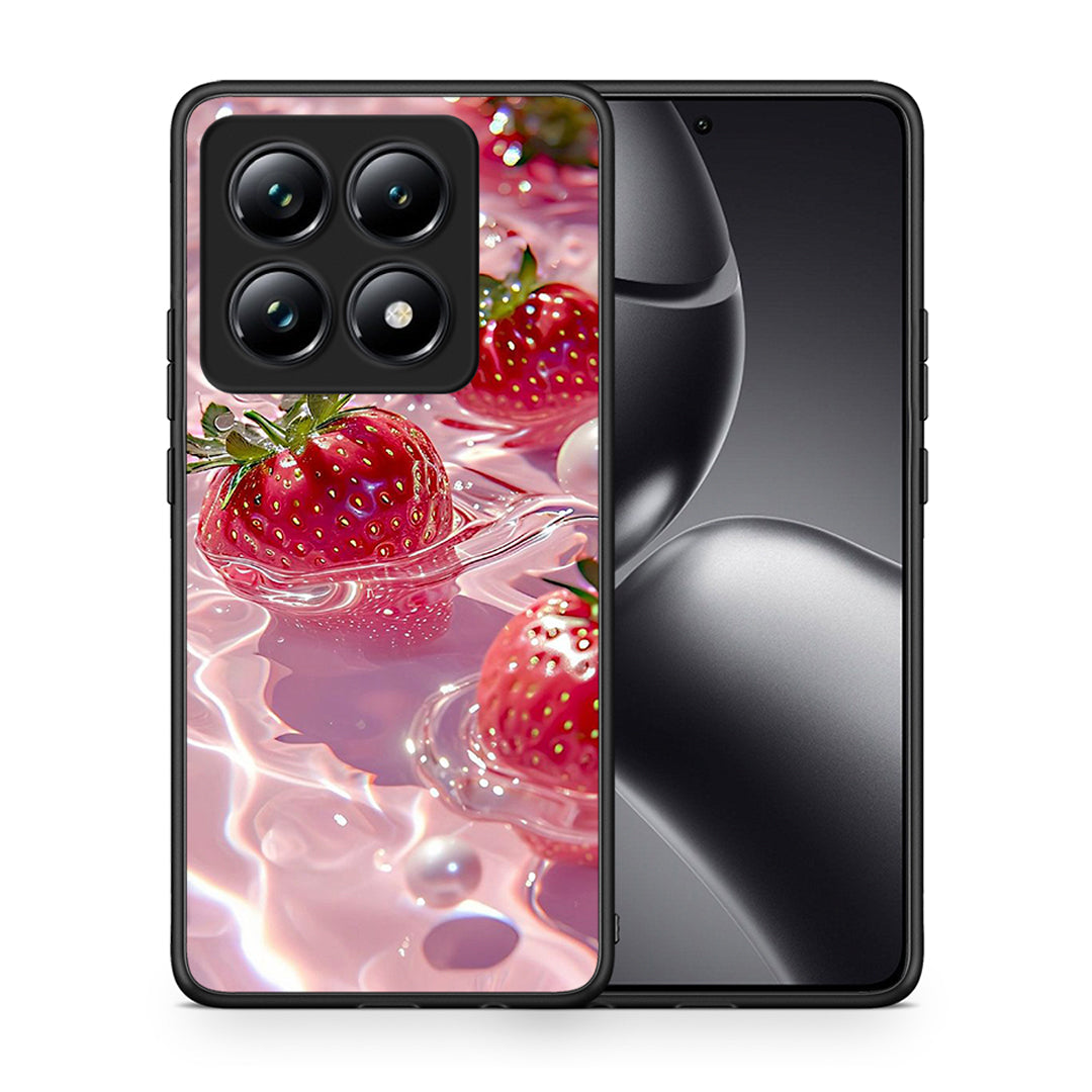 Θήκη Xiaomi 14T Pro Juicy Strawberries από τη Smartfits με σχέδιο στο πίσω μέρος και μαύρο περίβλημα | Xiaomi 14T Pro Juicy Strawberries case with colorful back and black bezels