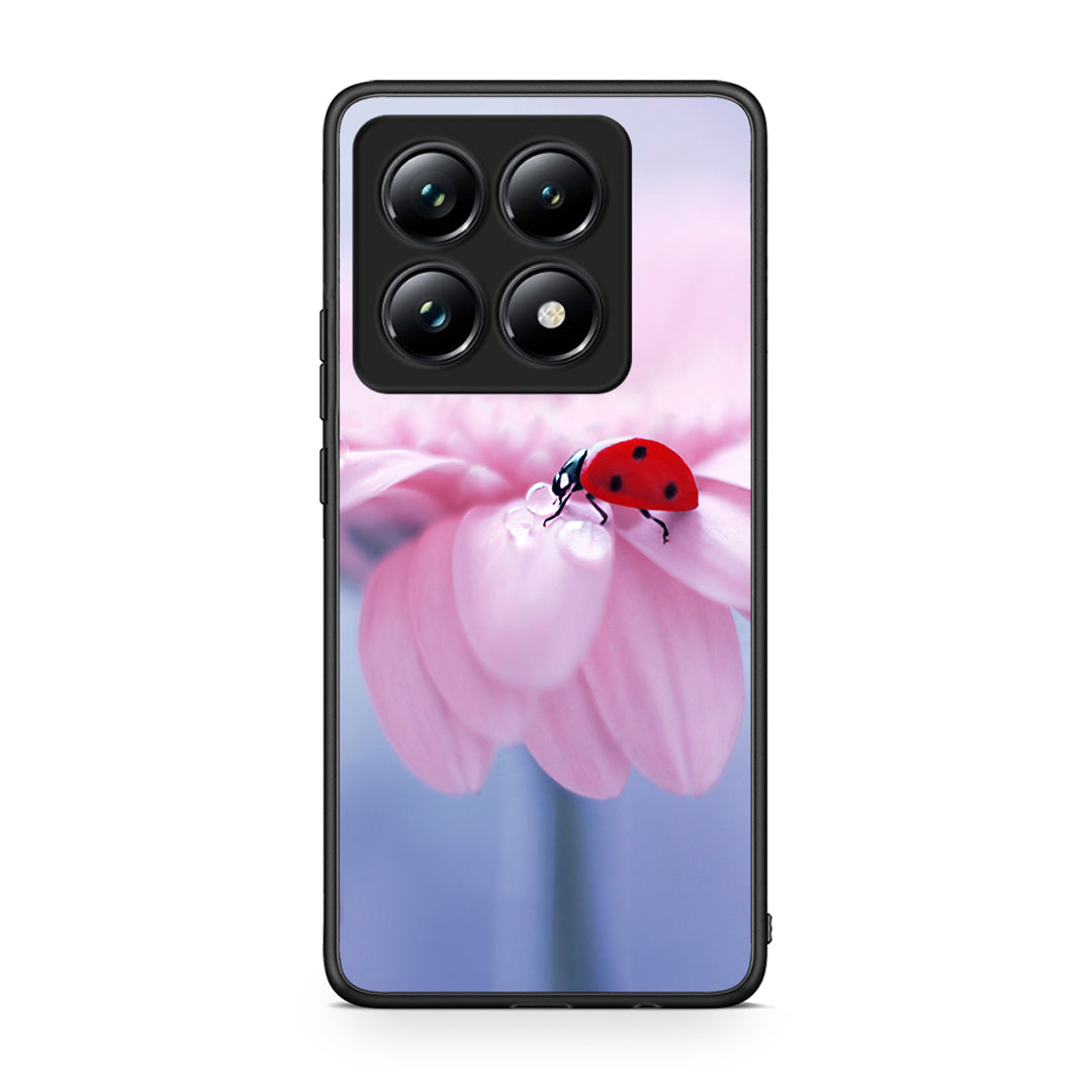 Xiaomi 14T Pro Ladybug Flower θήκη από τη Smartfits με σχέδιο στο πίσω μέρος και μαύρο περίβλημα | Smartphone case with colorful back and black bezels by Smartfits