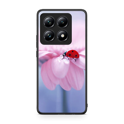 Xiaomi 14T Pro Ladybug Flower θήκη από τη Smartfits με σχέδιο στο πίσω μέρος και μαύρο περίβλημα | Smartphone case with colorful back and black bezels by Smartfits