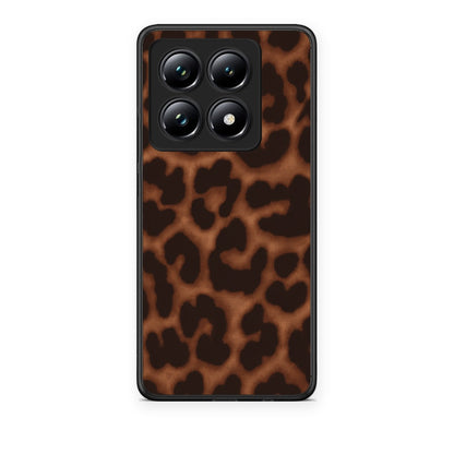 Θήκη Xiaomi 14T Pro Leopard Print Dark Brown από τη Smartfits με σχέδιο στο πίσω μέρος και μαύρο περίβλημα | Xiaomi 14T Pro Leopard Print Dark Brown case with colorful back and black bezels