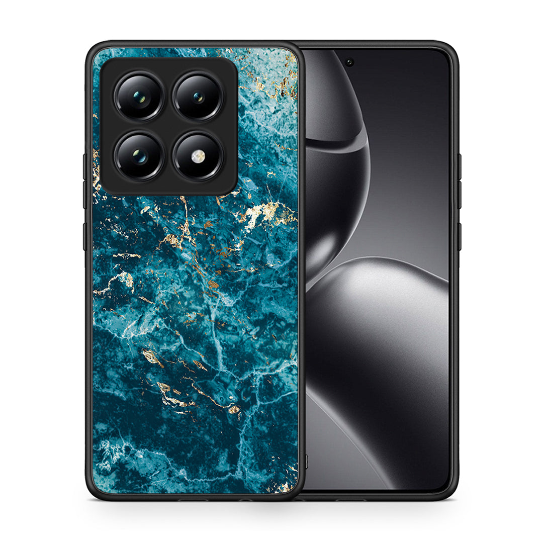 Θήκη Xiaomi 14T Pro Marble Blue από τη Smartfits με σχέδιο στο πίσω μέρος και μαύρο περίβλημα | Xiaomi 14T Pro Marble Blue case with colorful back and black bezels