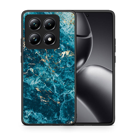 Θήκη Xiaomi 14T Pro Marble Blue από τη Smartfits με σχέδιο στο πίσω μέρος και μαύρο περίβλημα | Xiaomi 14T Pro Marble Blue case with colorful back and black bezels