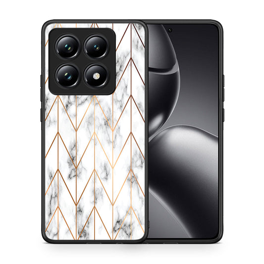 Θήκη Xiaomi 14T Pro Gold Geometric Marble από τη Smartfits με σχέδιο στο πίσω μέρος και μαύρο περίβλημα | Xiaomi 14T Pro Gold Geometric Marble case with colorful back and black bezels