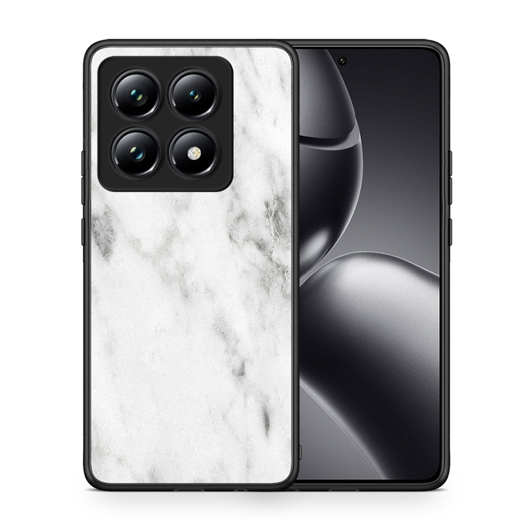 Θήκη Xiaomi 14T Pro White Marble από τη Smartfits με σχέδιο στο πίσω μέρος και μαύρο περίβλημα | Xiaomi 14T Pro White Marble case with colorful back and black bezels