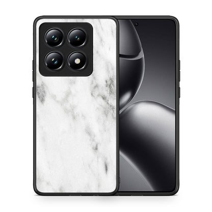 Θήκη Xiaomi 14T Pro White Marble από τη Smartfits με σχέδιο στο πίσω μέρος και μαύρο περίβλημα | Xiaomi 14T Pro White Marble case with colorful back and black bezels