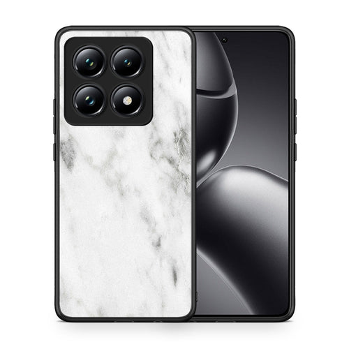 Θήκη Xiaomi 14T Pro White Marble από τη Smartfits με σχέδιο στο πίσω μέρος και μαύρο περίβλημα | Xiaomi 14T Pro White Marble case with colorful back and black bezels