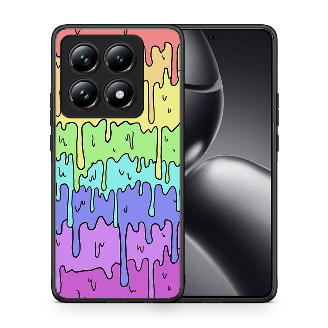 Θήκη Xiaomi 14T Pro Melting Rainbow από τη Smartfits με σχέδιο στο πίσω μέρος και μαύρο περίβλημα | Xiaomi 14T Pro Melting Rainbow case with colorful back and black bezels
