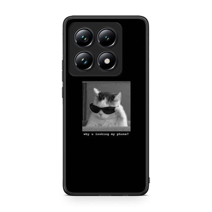 Xiaomi 14T Pro Meme Cat θήκη από τη Smartfits με σχέδιο στο πίσω μέρος και μαύρο περίβλημα | Smartphone case with colorful back and black bezels by Smartfits