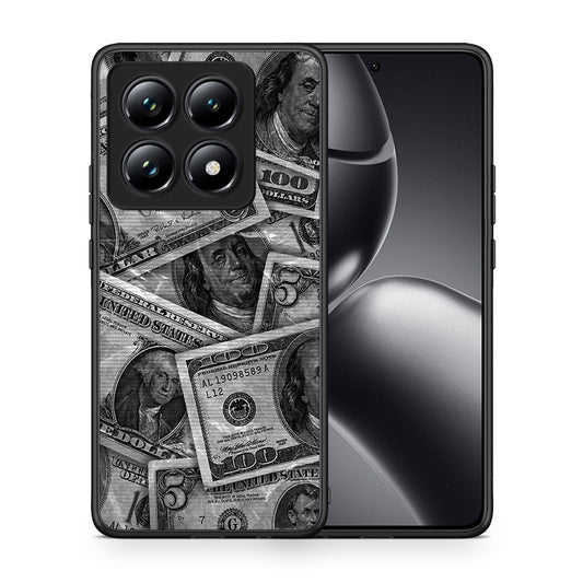 Θήκη Xiaomi 14T Pro Money Dollars από τη Smartfits με σχέδιο στο πίσω μέρος και μαύρο περίβλημα | Xiaomi 14T Pro Money Dollars case with colorful back and black bezels