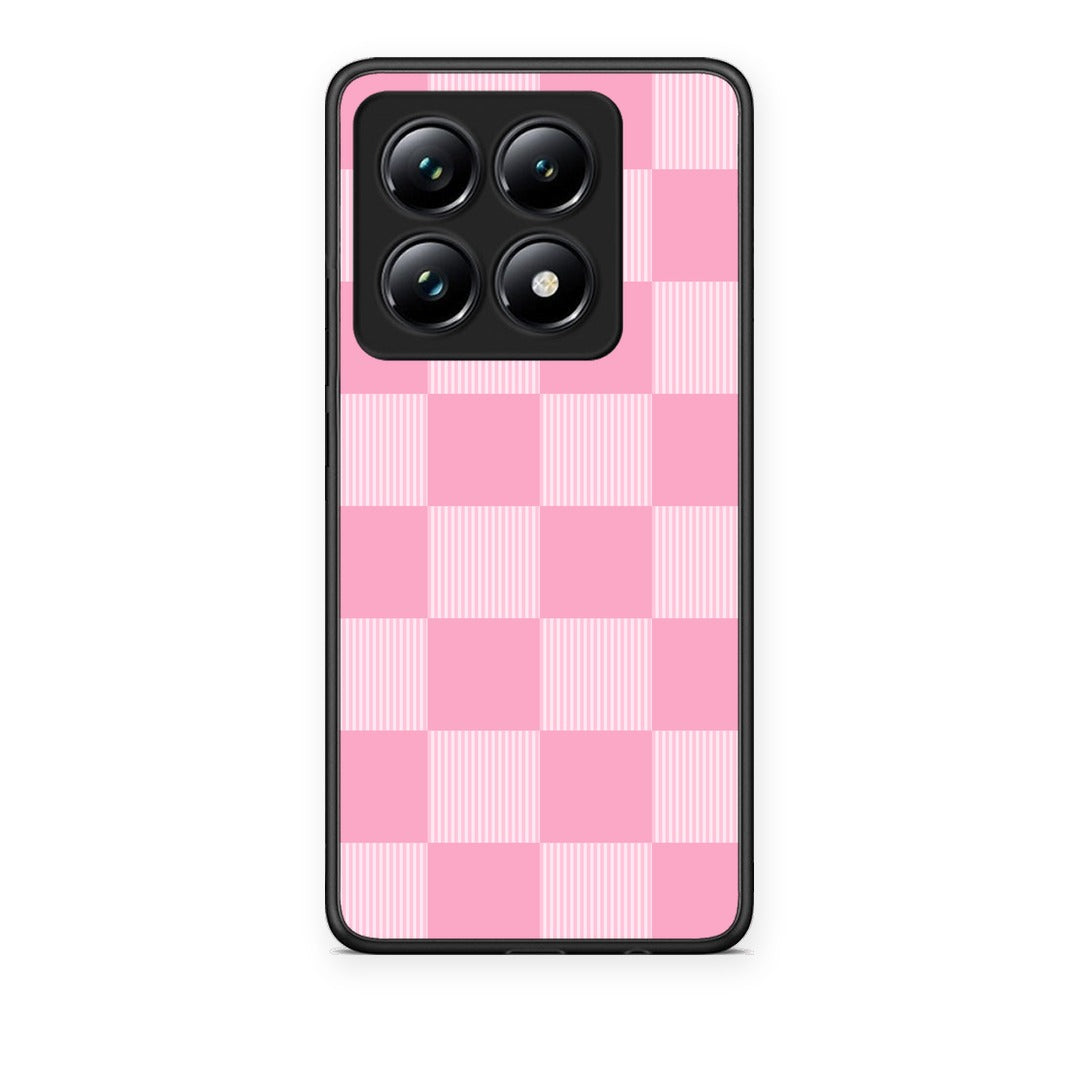Θήκη Xiaomi 14T Pro Pink and White Striped Checks από τη Smartfits με σχέδιο στο πίσω μέρος και μαύρο περίβλημα | Xiaomi 14T Pro Pink and White Striped Checks case with colorful back and black bezels