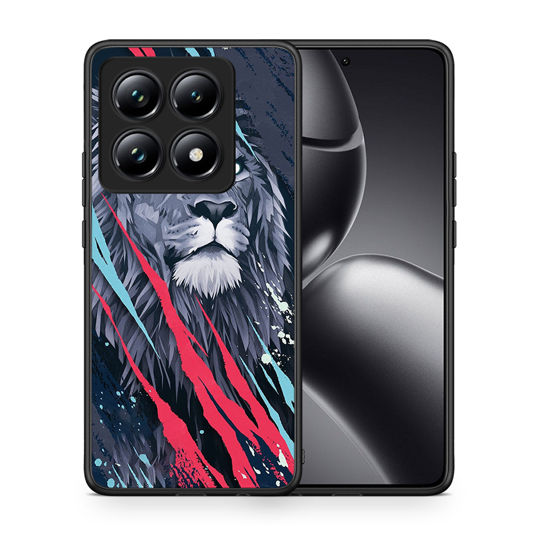 Θήκη Xiaomi 14T Pro Lion Designer PopArt από τη Smartfits με σχέδιο στο πίσω μέρος και μαύρο περίβλημα | Xiaomi 14T Pro Lion Designer PopArt case with colorful back and black bezels
