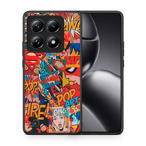 Θήκη Xiaomi 14T Pro PopArt OMG από τη Smartfits με σχέδιο στο πίσω μέρος και μαύρο περίβλημα | Xiaomi 14T Pro PopArt OMG case with colorful back and black bezels