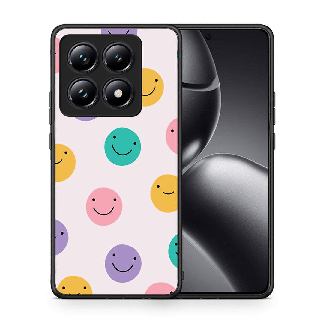 Θήκη Xiaomi 14T Pro Smiley Faces από τη Smartfits με σχέδιο στο πίσω μέρος και μαύρο περίβλημα | Xiaomi 14T Pro Smiley Faces case with colorful back and black bezels