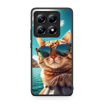 Xiaomi 14T Pro Summer Cat θήκη από τη Smartfits με σχέδιο στο πίσω μέρος και μαύρο περίβλημα | Smartphone case with colorful back and black bezels by Smartfits
