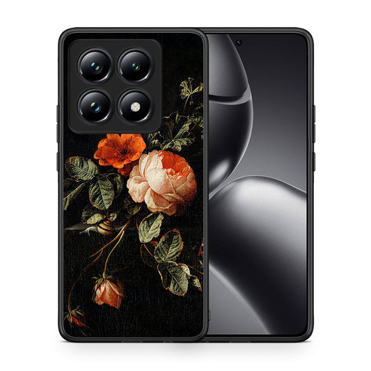 Θήκη Xiaomi 14T Pro Vintage Roses από τη Smartfits με σχέδιο στο πίσω μέρος και μαύρο περίβλημα | Xiaomi 14T Pro Vintage Roses case with colorful back and black bezels