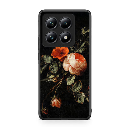 Xiaomi 14T Pro Vintage Roses θήκη από τη Smartfits με σχέδιο στο πίσω μέρος και μαύρο περίβλημα | Smartphone case with colorful back and black bezels by Smartfits