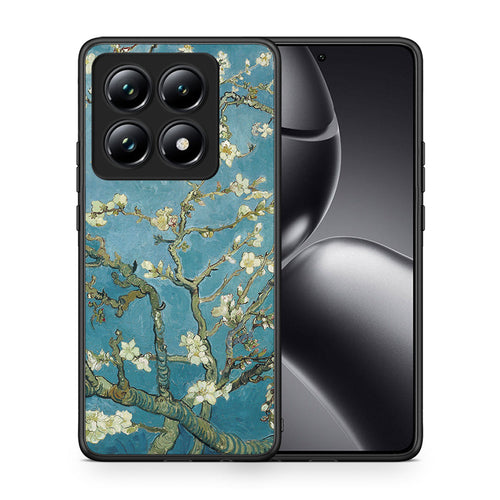 Θήκη Xiaomi 14T Pro White Blossoms από τη Smartfits με σχέδιο στο πίσω μέρος και μαύρο περίβλημα | Xiaomi 14T Pro White Blossoms case with colorful back and black bezels