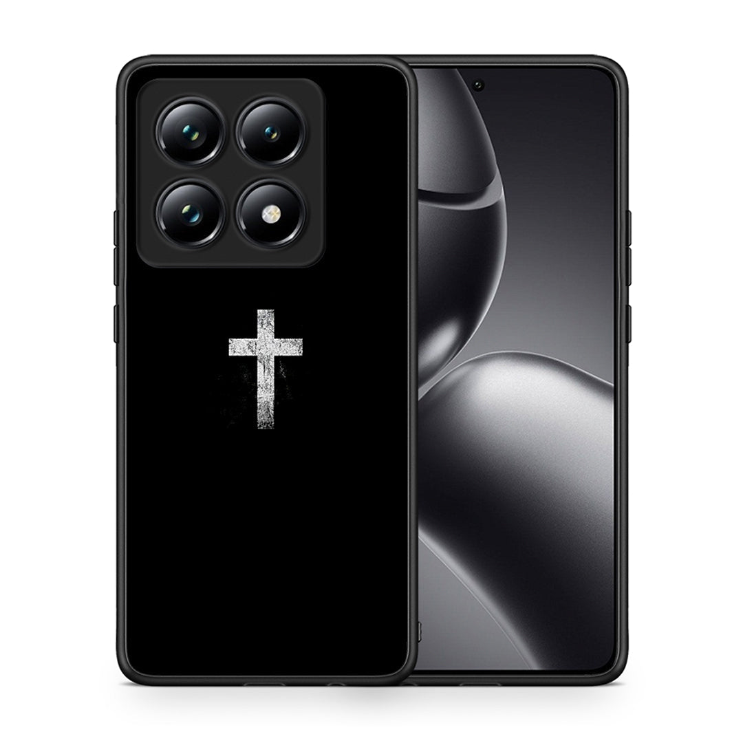 Θήκη Xiaomi 14T Pro White Cross από τη Smartfits με σχέδιο στο πίσω μέρος και μαύρο περίβλημα | Xiaomi 14T Pro White Cross case with colorful back and black bezels