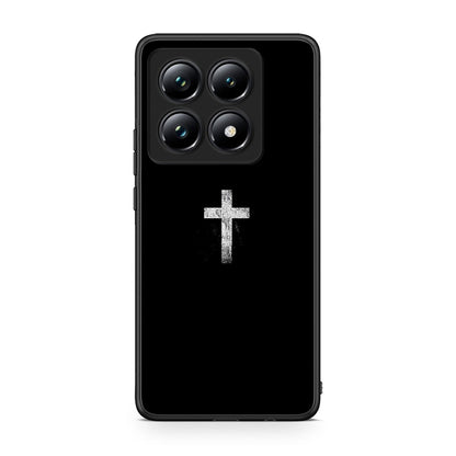 Xiaomi 14T Pro White Cross θήκη από τη Smartfits με σχέδιο στο πίσω μέρος και μαύρο περίβλημα | Smartphone case with colorful back and black bezels by Smartfits