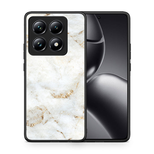 Θήκη Xiaomi 14T Pro White Gold Marble από τη Smartfits με σχέδιο στο πίσω μέρος και μαύρο περίβλημα | Xiaomi 14T Pro White Gold Marble case with colorful back and black bezels