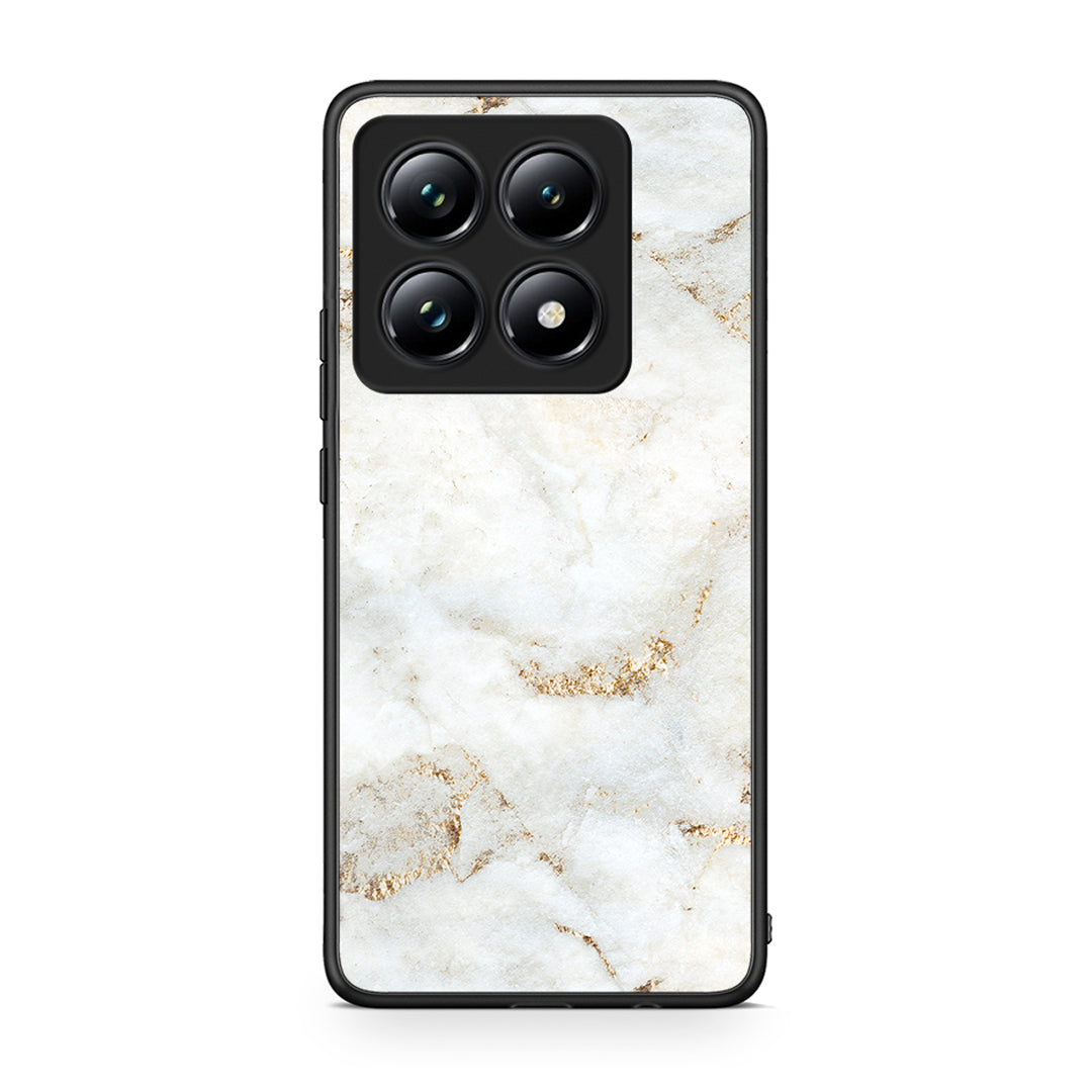 Xiaomi 14T Pro White Gold Marble θήκη από τη Smartfits με σχέδιο στο πίσω μέρος και μαύρο περίβλημα | Smartphone case with colorful back and black bezels by Smartfits