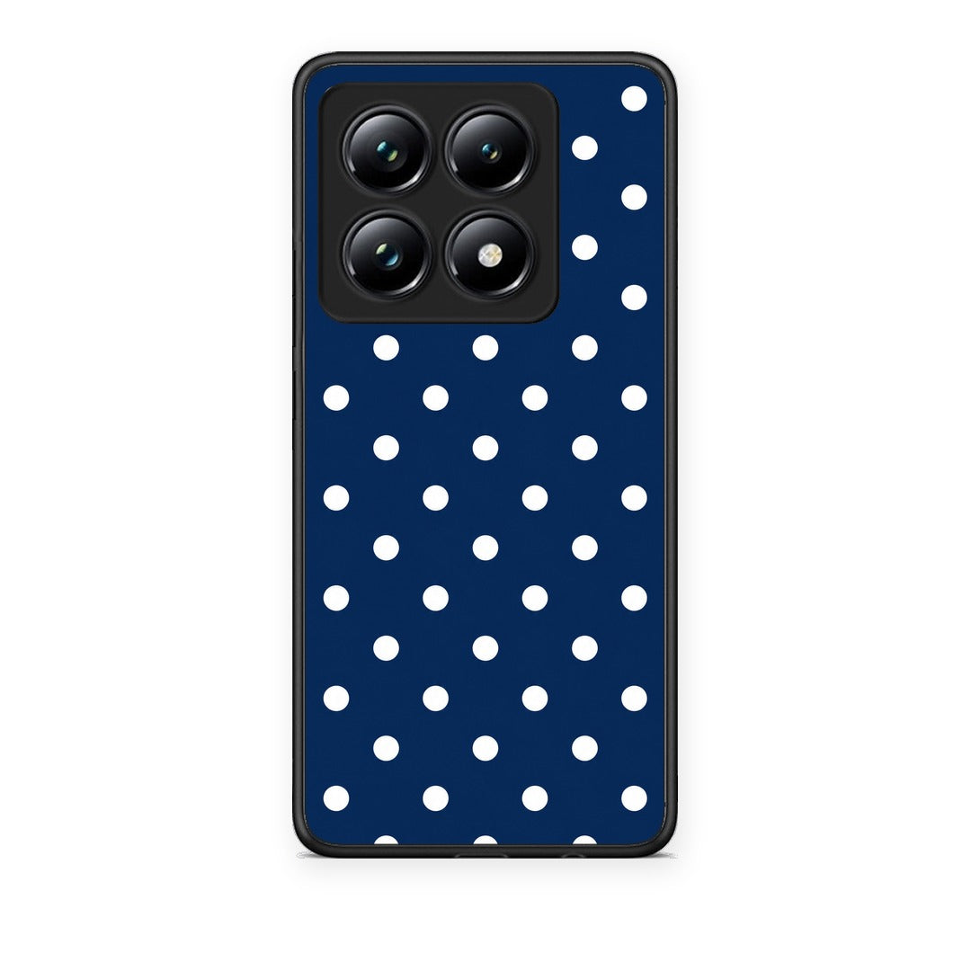 Θήκη Xiaomi 14T Pro White Small Polka Dots on Navy από τη Smartfits με σχέδιο στο πίσω μέρος και μαύρο περίβλημα | Xiaomi 14T Pro White Small Polka Dots on Navy case with colorful back and black bezels