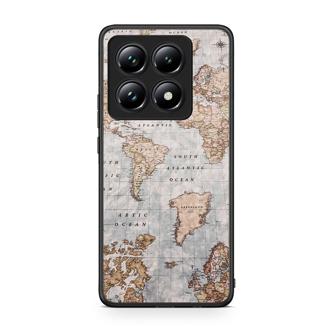 Xiaomi 14T Pro World Map Θήκη από τη Smartfits με σχέδιο στο πίσω μέρος και μαύρο περίβλημα | Smartphone case with colorful back and black bezels by Smartfits