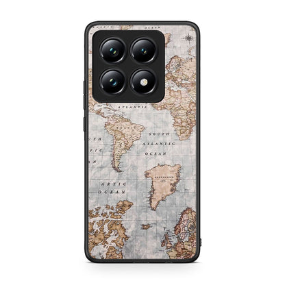 Xiaomi 14T Pro World Map Θήκη από τη Smartfits με σχέδιο στο πίσω μέρος και μαύρο περίβλημα | Smartphone case with colorful back and black bezels by Smartfits
