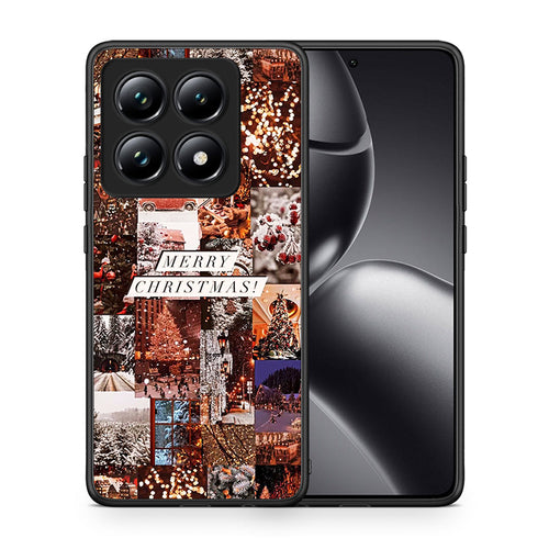 Θήκη Xiaomi 14T Pro Xmas Collage από τη Smartfits με σχέδιο στο πίσω μέρος και μαύρο περίβλημα | Xiaomi 14T Pro Xmas Collage case with colorful back and black bezels
