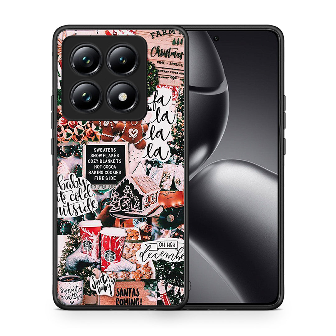 Θήκη Xiaomi 14T Pro Xmas Habbits από τη Smartfits με σχέδιο στο πίσω μέρος και μαύρο περίβλημα | Xiaomi 14T Pro Xmas Habbits case with colorful back and black bezels