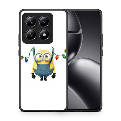 Θήκη Xiaomi 14T Pro Xmas Minion Lights από τη Smartfits με σχέδιο στο πίσω μέρος και μαύρο περίβλημα | Xiaomi 14T Pro Xmas Minion Lights case with colorful back and black bezels