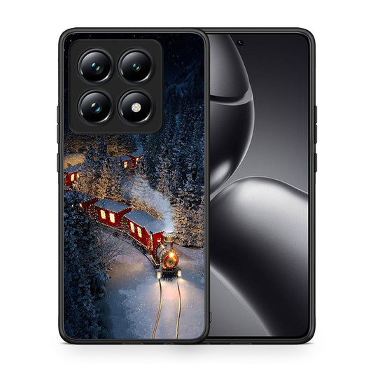 Θήκη Xiaomi 14T Pro Xmas Train από τη Smartfits με σχέδιο στο πίσω μέρος και μαύρο περίβλημα | Xiaomi 14T Pro Xmas Train case with colorful back and black bezels