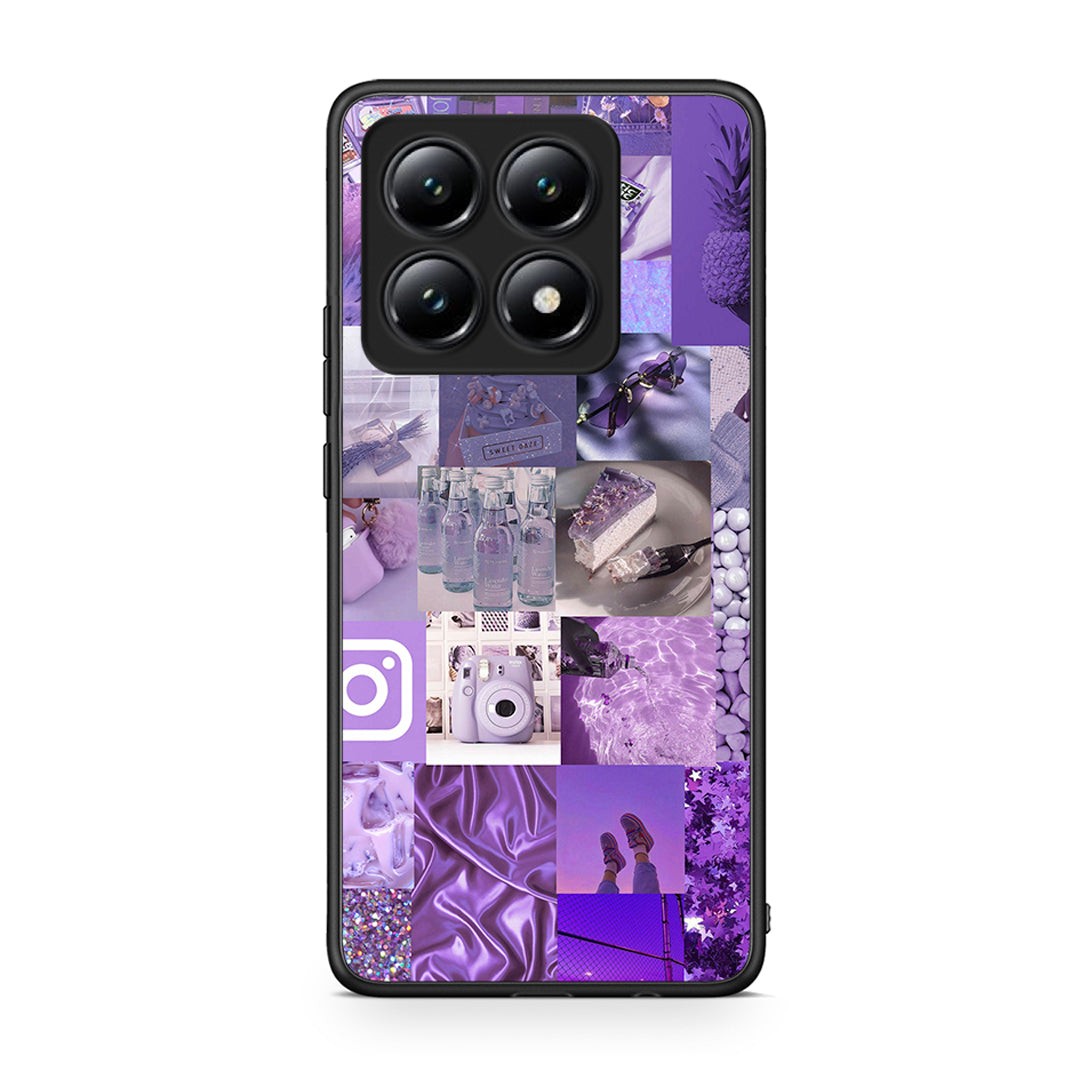 Xiaomi 14T Purple Aesthetic Collage θήκη από τη Smartfits με σχέδιο στο πίσω μέρος και μαύρο περίβλημα | Smartphone case with colorful back and black bezels by Smartfits
